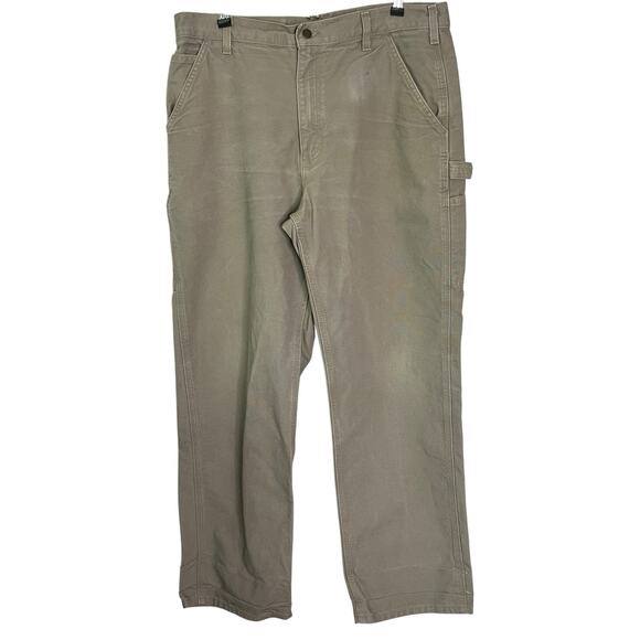 Carhartt Original Dungaree Fit Pants Men's 36 x 32 Carpenter 100% Cotton Khaki - Picture 1 of 12